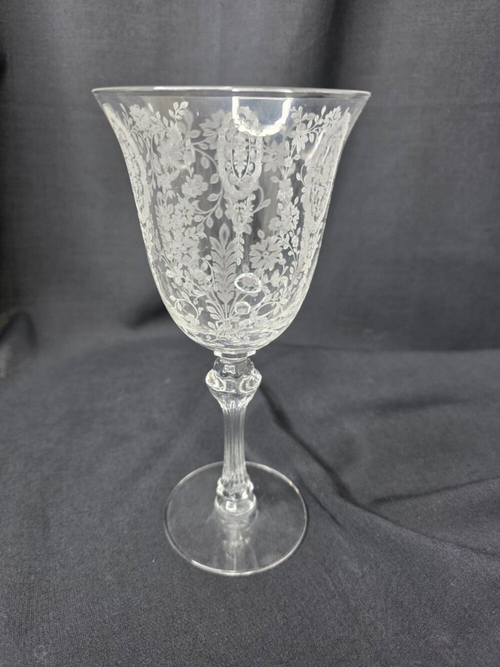 Tiffin June Night Vintage Etched Crystal Wine Glass Elegant Glass